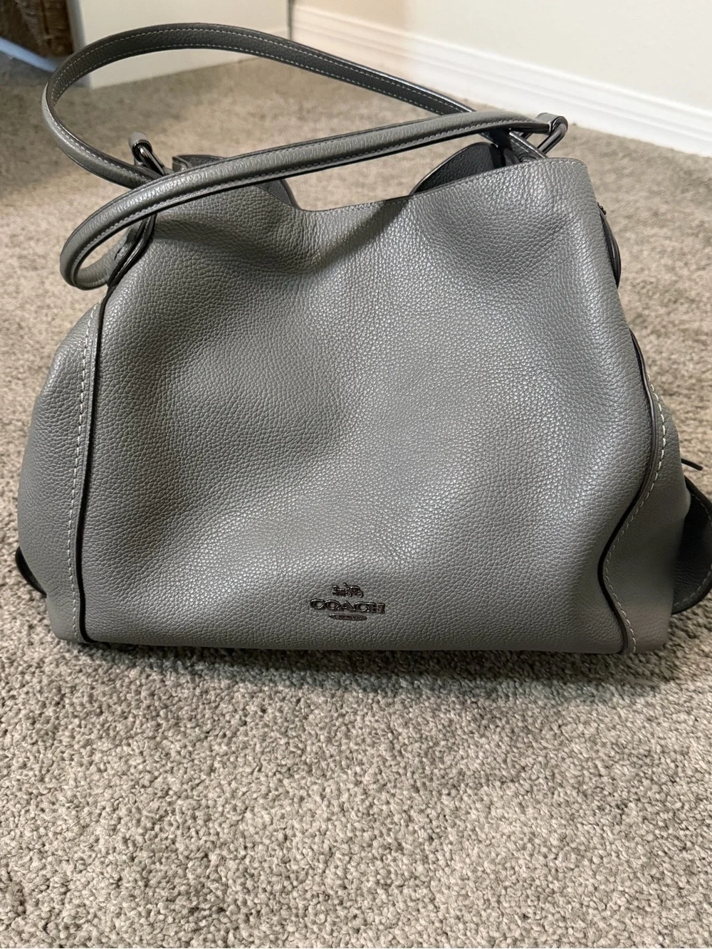 Coach Pebbled Leather Shoulder Bag in Gray